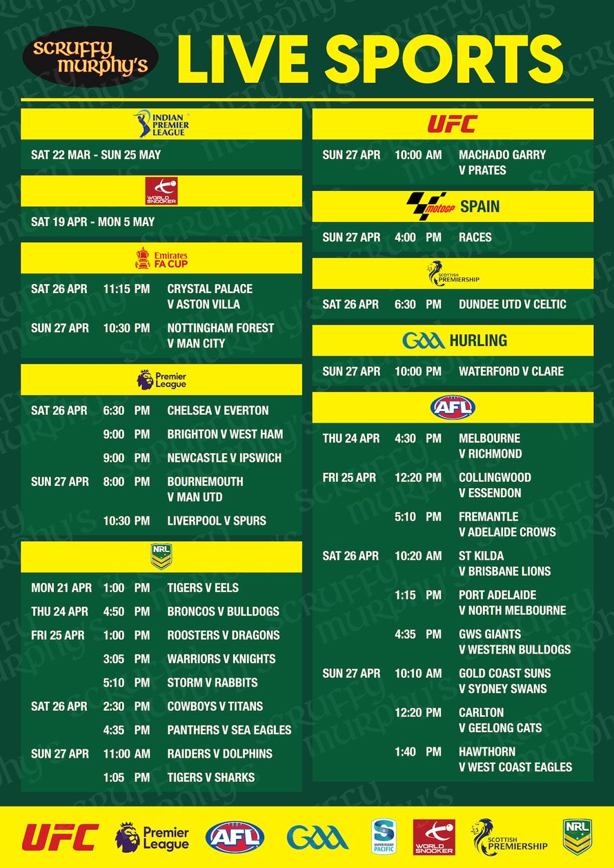 sports menu